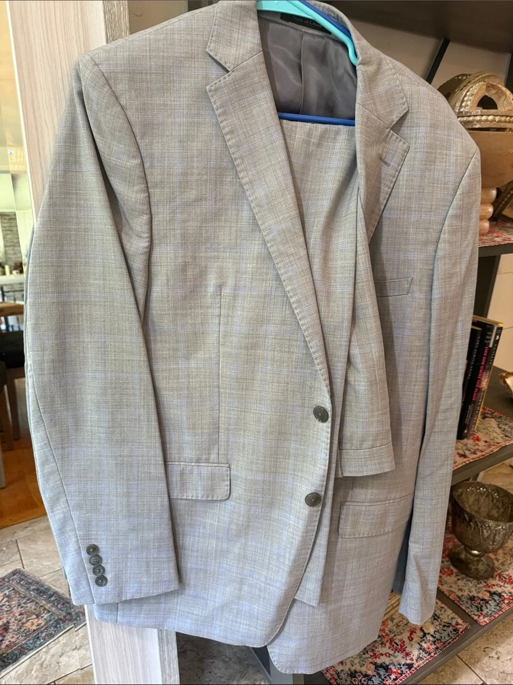 Calvin Klein Light Gray Plaid Suit Jacket